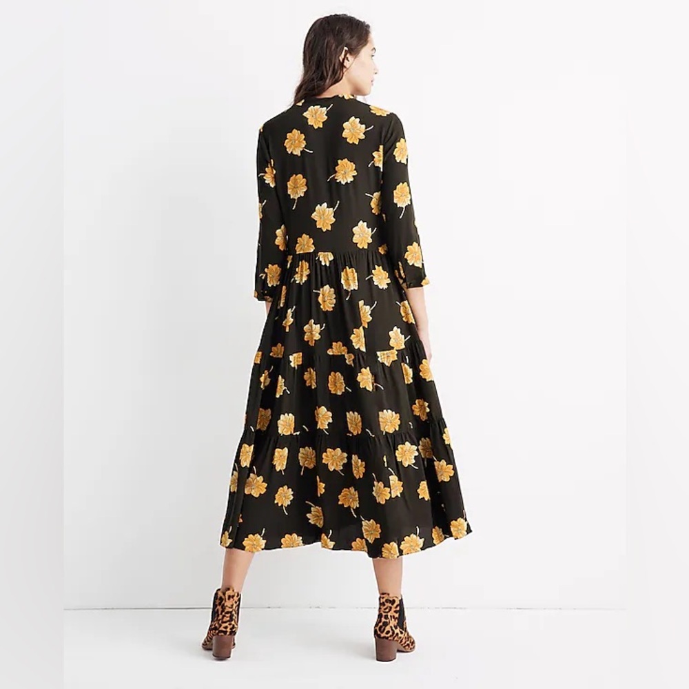 madewell // button-front tier dress in fall flowers